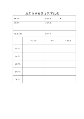 施工电梯安装方案审批表 - 副本