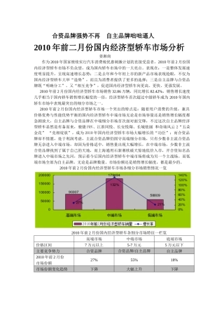 前2月份经济型轿车市场分析