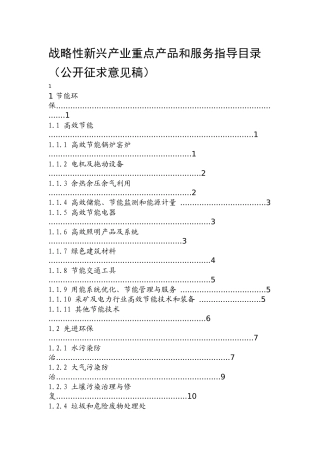 战略性新兴产业重点产品和服务指导目录