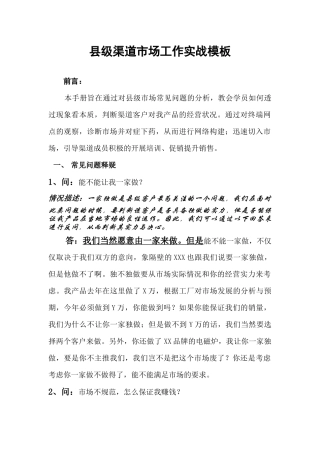 渠道工作实战模版