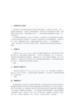 着名元器件分销商介绍