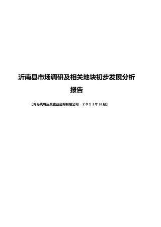 沂南市场调研及相关地块策划报告XXXX1019