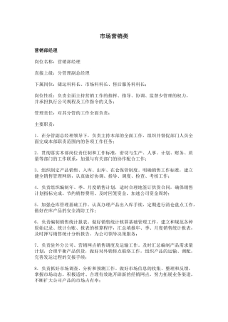 职务分析样本-市场营销类