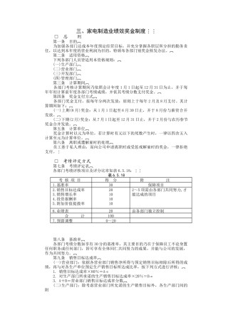 家电制造业绩效奖金制度