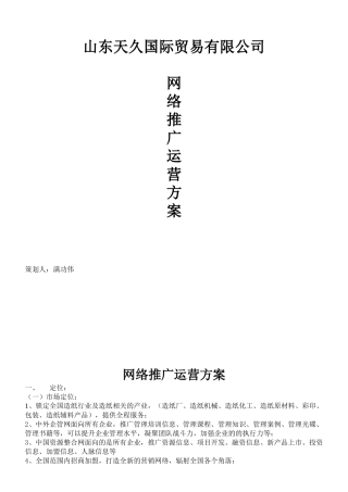 网络推广运作方案