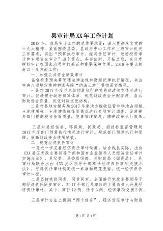 县审计局XX年工作计划