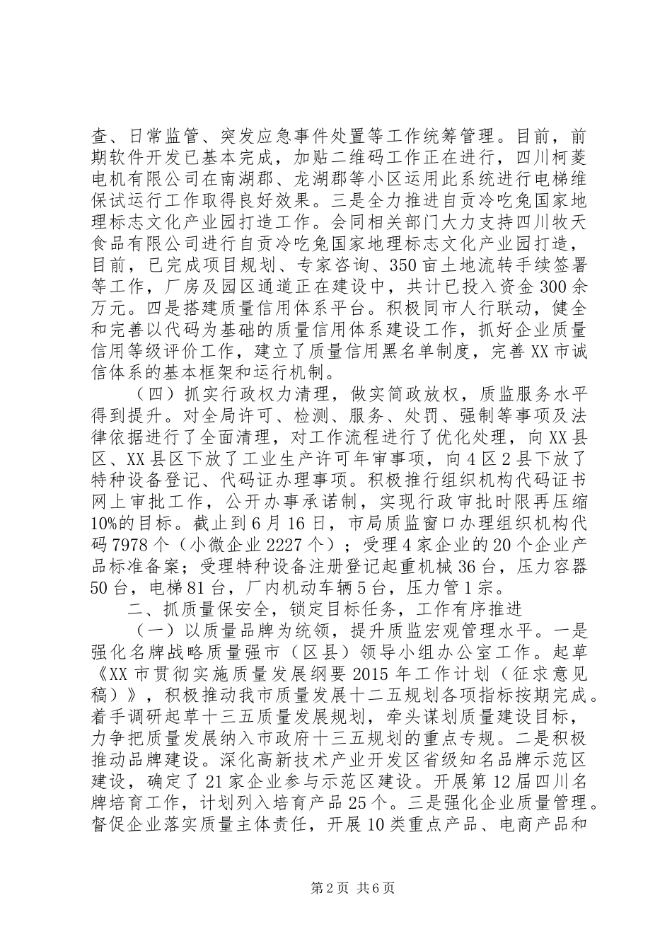 市质监局XX年上半年工作总结和下半年工作计划_第2页