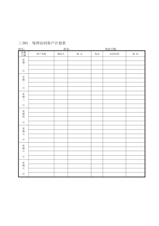 营销管理D纵表格