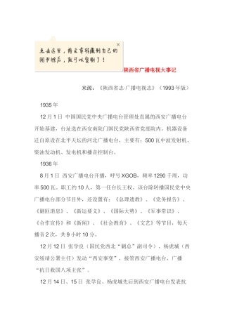 陕西省广播电视大事记