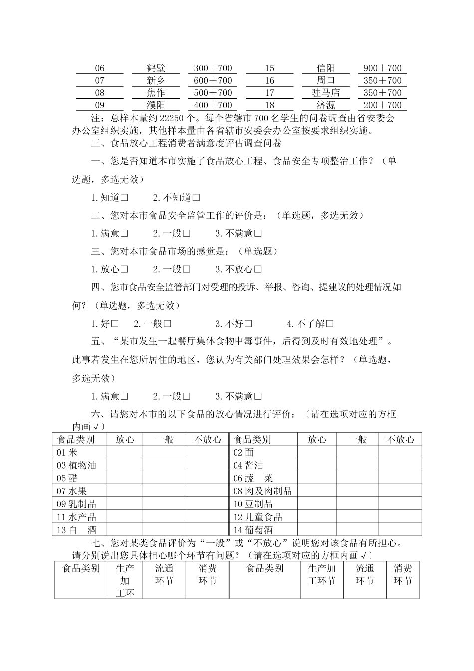 食品安全工作水平评估消费者满意度调查方案_第2页