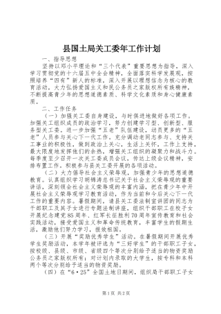 县国土局关工委年工作计划