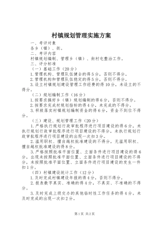 村镇规划管理实施方案