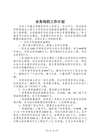 水务局的工作计划
