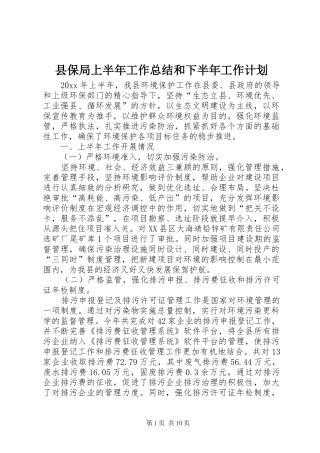 县保局上半年工作总结和下半年工作计划