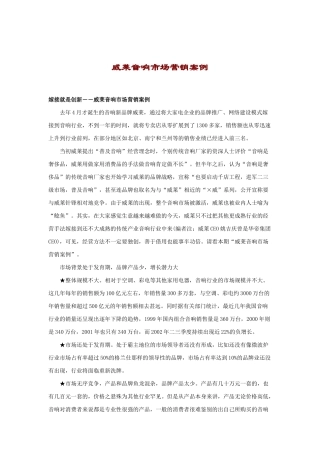 某音响市场营销案例