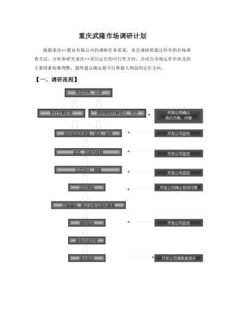 重庆旅游地产市场调研计划（详）