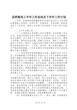 县档案局上半年工作总结及下半年工作计划