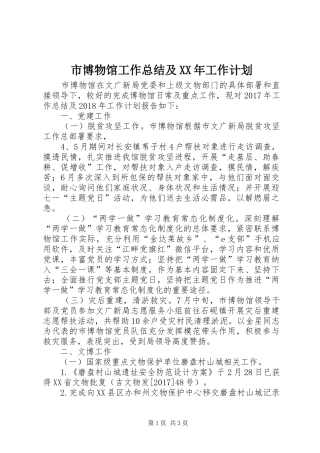市博物馆工作总结及XX年工作计划