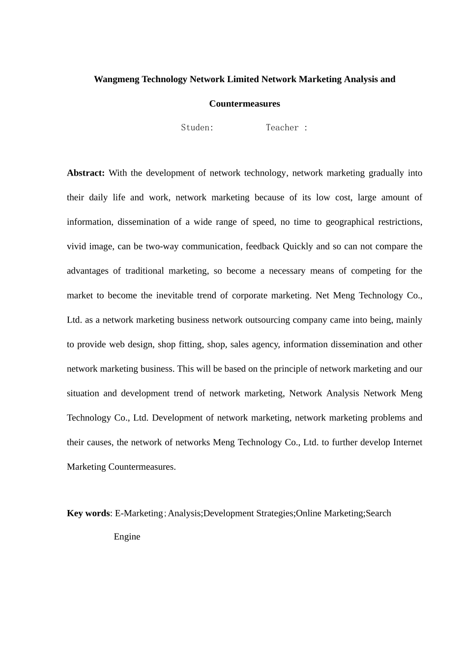 网萌科技网络有限公司网络营销现状分析及对策研究_第2页