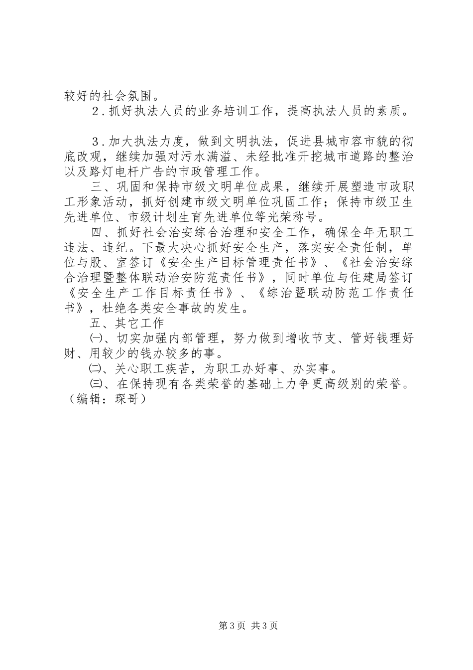 县市政管理所年度工作规划_第3页