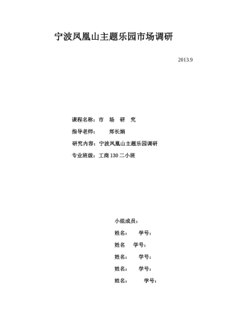 宁波凤凰山主题乐园市场调研ok