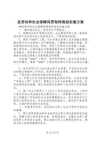 县劳动和社会保障局贯彻两规划实施方案