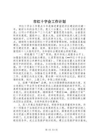 市红十字会工作计划
