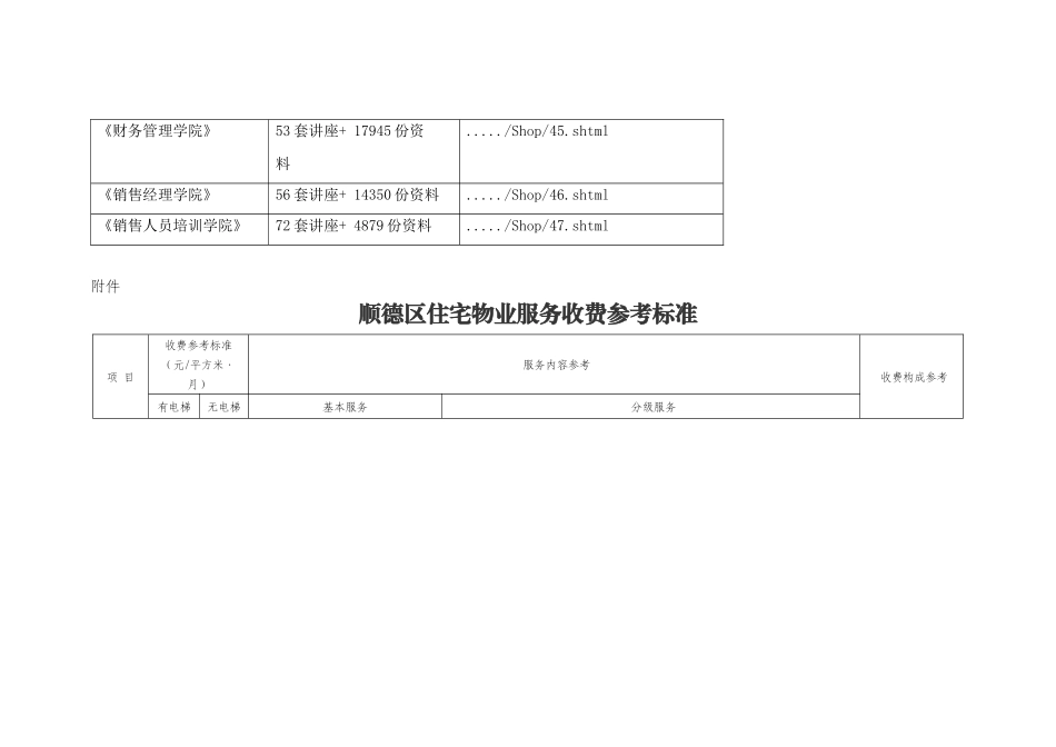 顺德区住宅物业服务收费参考标准表_第2页
