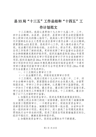 县XX局“十三五”工作总结和“十四五”工作计划范文