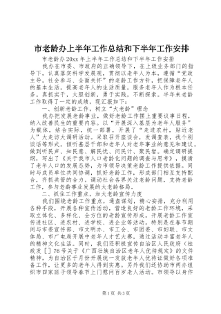 市老龄办上半年工作总结和下半年工作安排