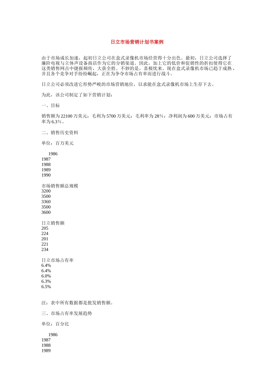 日立市场营销计划案例分析_第1页