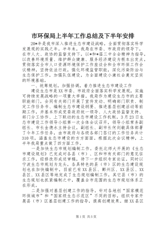 市环保局上半年工作总结及下半年安排