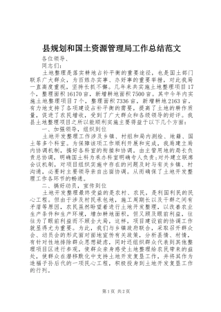 县规划和国土资源管理局工作总结范文