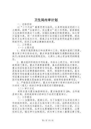 卫生局内审计划