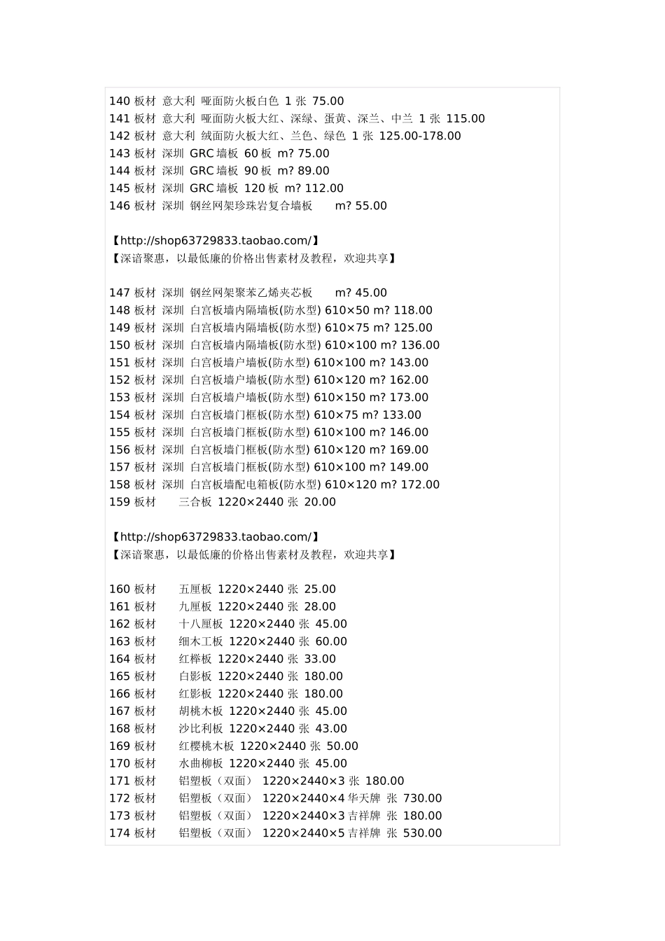 家装材料价格汇总_第2页