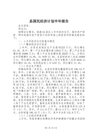 县国民经济计划半年报告