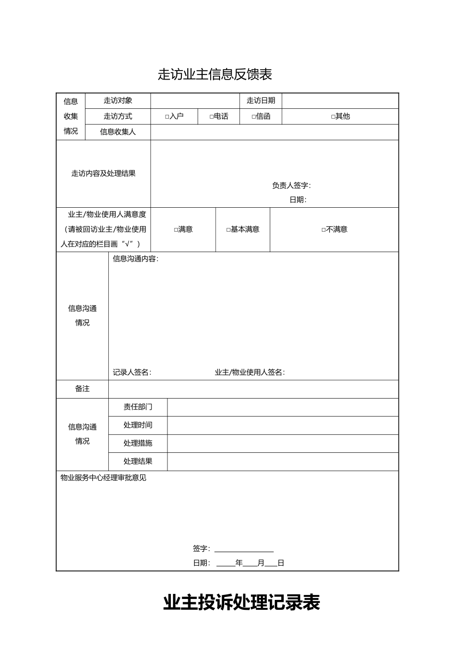 物业客服部工作表格大全(26页)_第1页