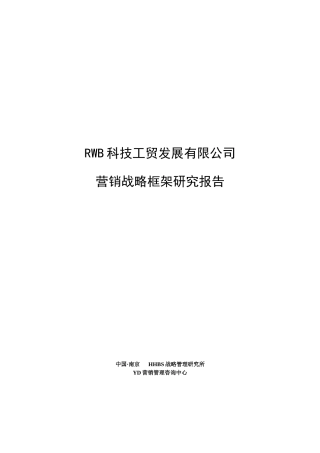 营销战略框架研究报告