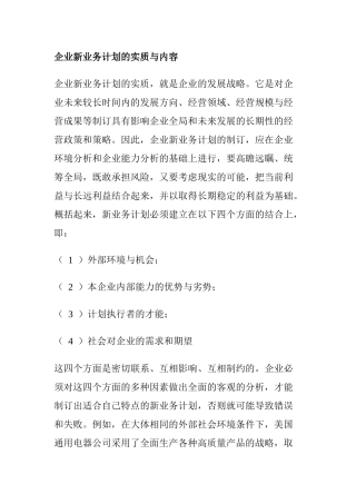 企业新业务计划的实质与内容
