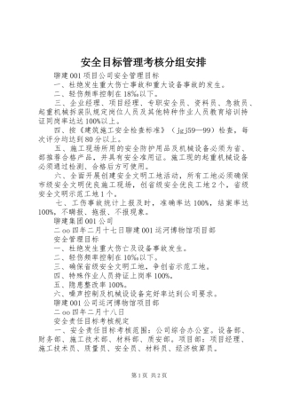 安全目标管理考核分组安排