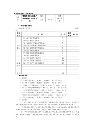 客户管理考核以及考核方法
