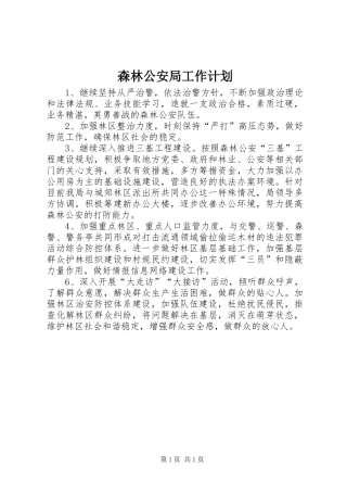 森林公安局工作计划