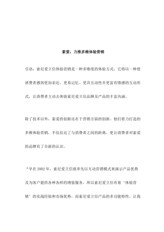 索爱：力推多维体验营销( 6)