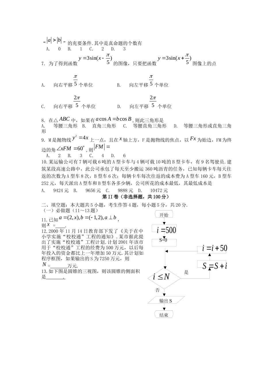 数学(文科)调研测试_第2页