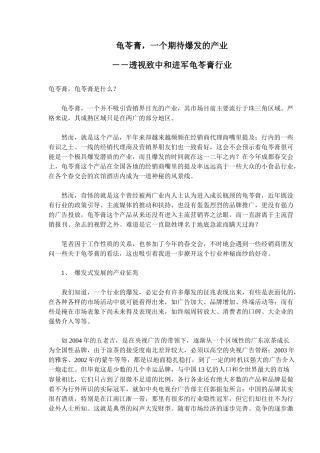 企业管理龟苓膏行业市场营销