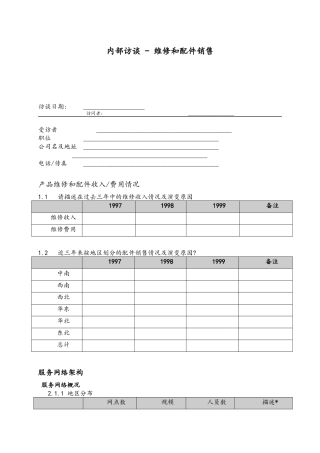 内部访谈-维修和配件销售