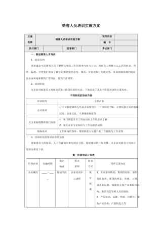 销售人员培训实施方案
