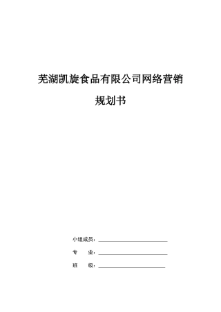 芜湖凯旋食品有限公司网络营销规划书