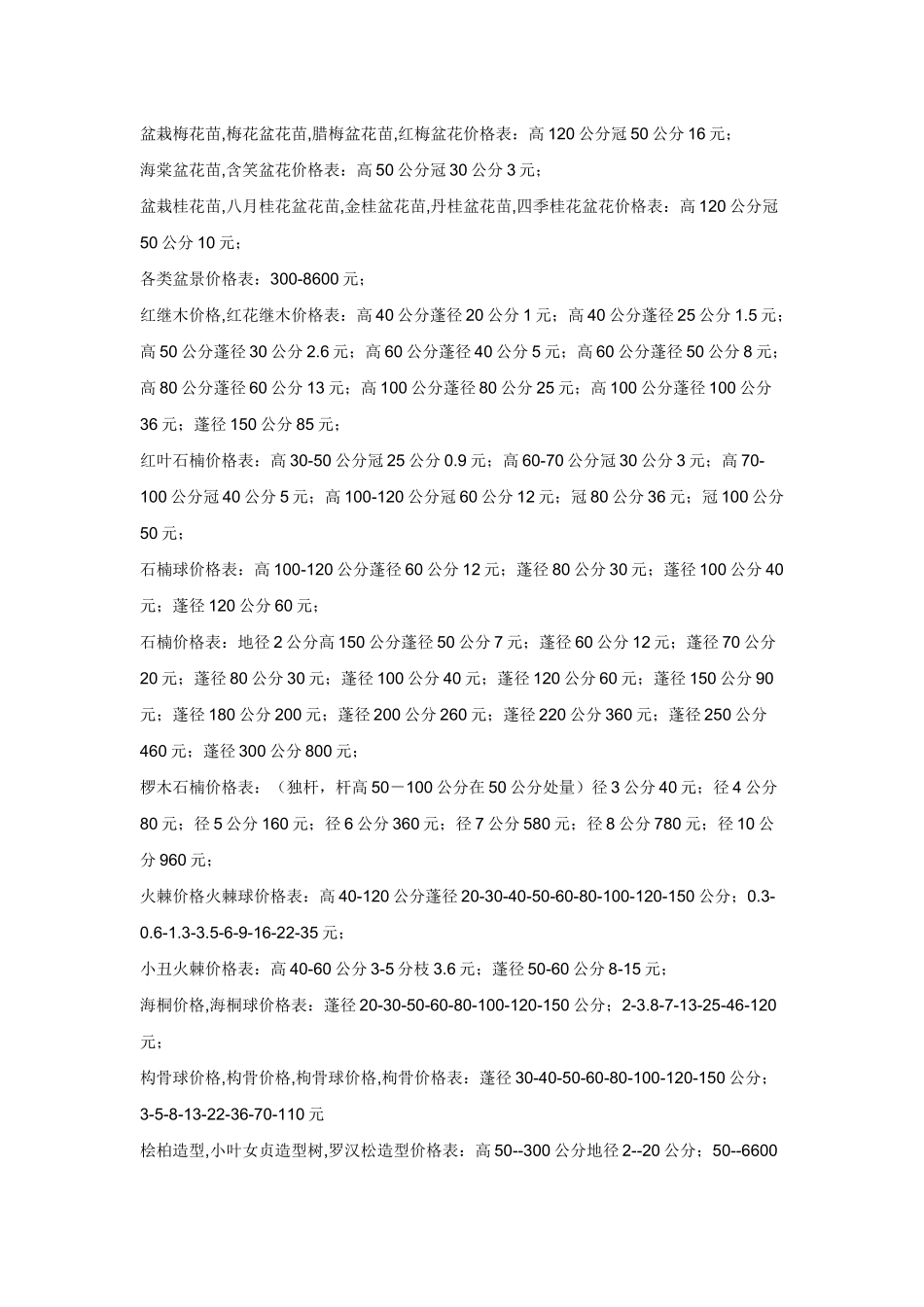 盆栽风景树价格表_第1页