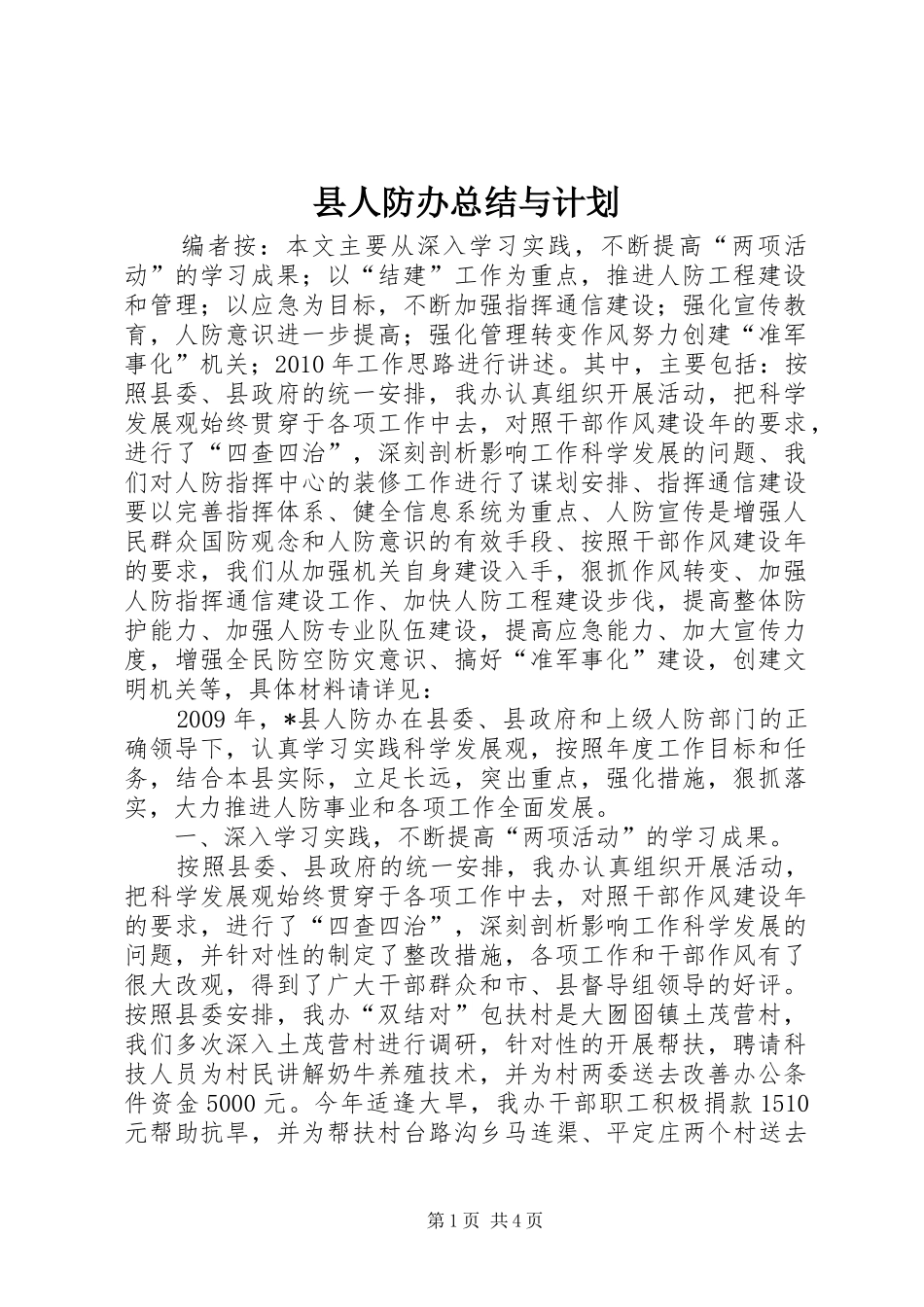 县人防办总结与计划_第1页